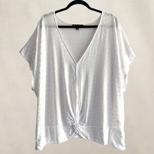 INC International Concepts Plus Size White Eyelet Short Sleeve Shirt‌‌‌‌‌‌‌‌‌‍‍‍